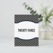 Blue Elegant Quatrefoil Table Number Briefkaart (Staand voorkant)