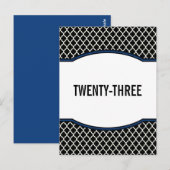 Blue Elegant Quatrefoil Table Number Briefkaart (Voorkant / Achterkant)