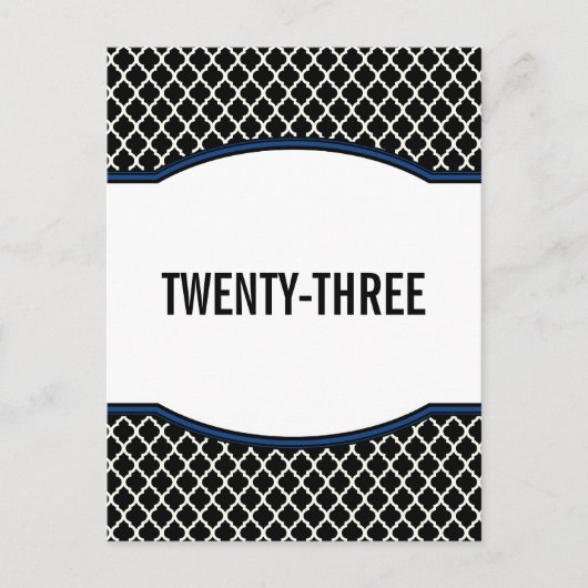Blue Elegant Quatrefoil Table Number Briefkaart (Voorkant)