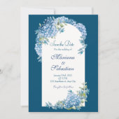 Blue Elegant Rustic Simple Elegant Save the Dates Date (Voorkant)