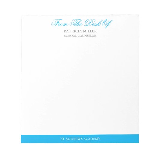 Blue Elegant Script Note van schooladviseur Notitieblok (Voorkant)