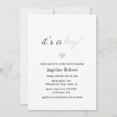 Blue Elegant Simple Boy Baby shower Kaart (Voorkant)