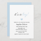 Blue Elegant Simple Boy Baby shower Kaart (Voorkant / Achterkant)