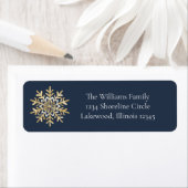 Blue Elegant Snowflake Christmas Retouradres Etiket (Insitu)