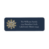 Blue Elegant Snowflake Christmas Retouradres Etiket (Voorkant)