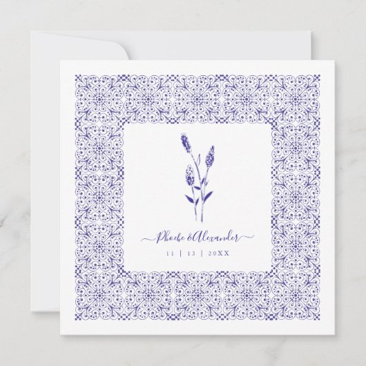 Blue Elegant Sophisticated Wedding Lace Wildflower (Voorkant)