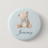 Blue Elegant Teddy Bear Button (Voorkant)