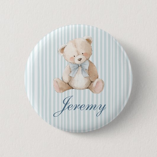 Blue Elegant Teddy Bear Button (Voorkant)