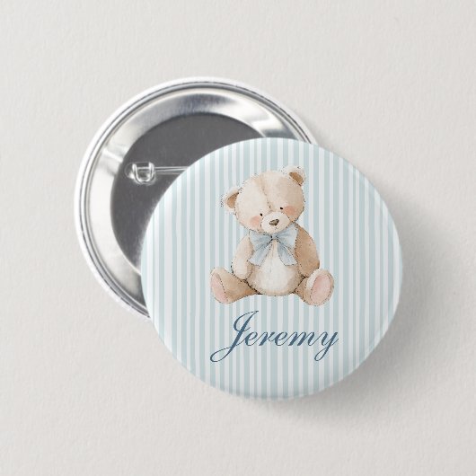 Blue Elegant Teddy Bear Button (Voorkant /achterkant)