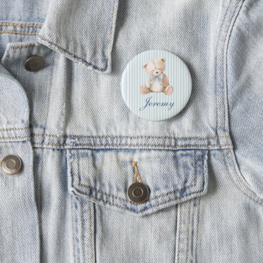 Blue Elegant Teddy Bear Button (In situ)