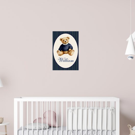 Blue Elegant Teddy Bear Poster (Kinderkamer 2)
