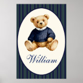 Blue Elegant Teddy Bear Poster (Voorkant)