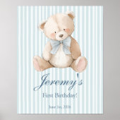 Blue Elegant Teddy Bear Sticker Poster (Voorkant)