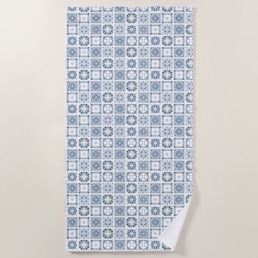 Blue Elegant Tile Strandlaken (Voorkant)