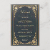 Blue Elegant Wedding Details - Goud Script Informatiekaartje (Voorkant)