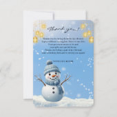 Blue Elegant Whimsical Winter Snowman Baby shower Bedankkaart (Voorkant)