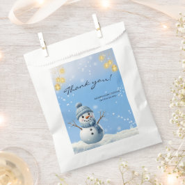 Blue Elegant Whimsical Winter Snowman Baby shower Bedankzakje