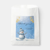 Blue Elegant Whimsical Winter Snowman Baby shower Bedankzakje (Voorkant)