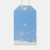 Blue Elegant Whimsical Winter Snowman Baby shower Cadeaulabel (Achterkant)