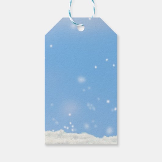 Blue Elegant Whimsical Winter Snowman Baby shower Cadeaulabel (Achterkant)