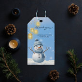 Blue Elegant Whimsical Winter Snowman Baby shower Cadeaulabel