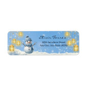 Blue Elegant Whimsical Winter Snowman Baby shower Etiket (Voorkant)