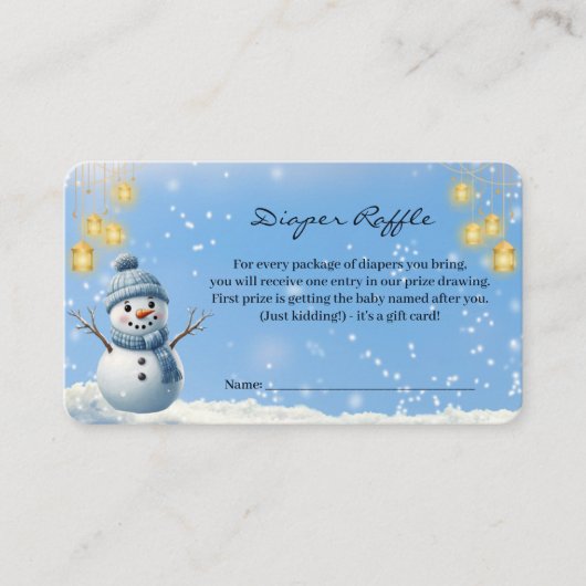 Blue Elegant Whimsical Winter Snowman Baby shower Informatiekaartje (Voorkant)