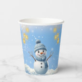 Blue Elegant Whimsical Winter Snowman Baby shower Papieren Bekers (Achterkant)