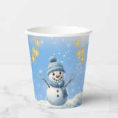 Blue Elegant Whimsical Winter Snowman Baby shower Papieren Bekers (Voorkant)
