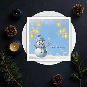 Blue Elegant Whimsical Winter Snowman Baby shower Servet
