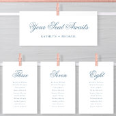 Blue Elegant Zitkaart Kaart Classic Script