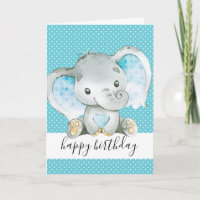 Blue Elephant 1st Birthday Baby Boy
