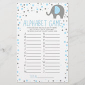 Blue Elephant Alphabet Baby shower Game Briefpapier (Voorkant)