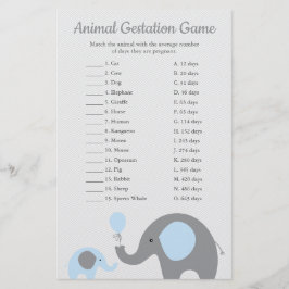 Blue Elephant Animal Gast Match Shower Game