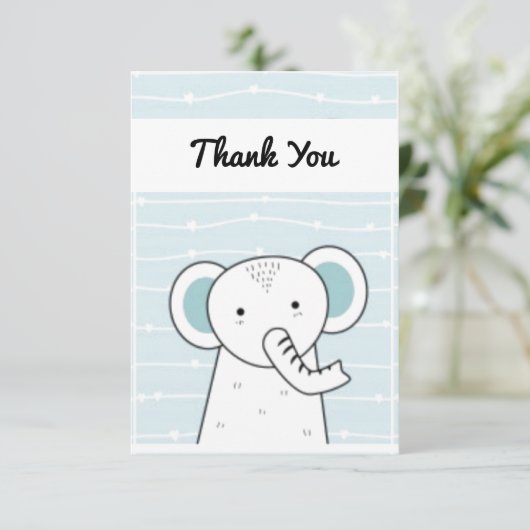 Blue Elephant Baby Bedankkaart (Staand voorkant)