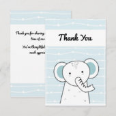 Blue Elephant Baby Bedankkaart (Voorkant / Achterkant)