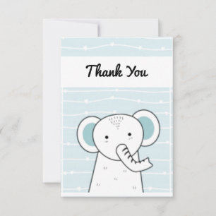 Blue Elephant Baby Bedankkaart