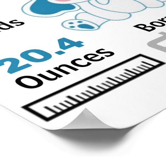 Blue Elephant Baby Birth Statistics Poster (Hoek)