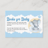 Blue Elephant Baby Book Request Baby shower Informatiekaartje (Voorkant)