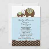 Blue Elephant & Baby Boy Baby shower Invitation Kaart (Voorkant)