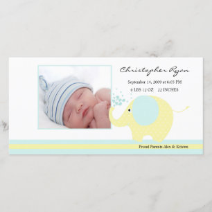 Blue Elephant Baby Boy Birth Annouting Aankondiging