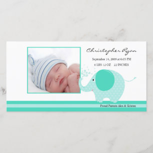 Blue Elephant Baby Boy Birth Annouting Aankondiging