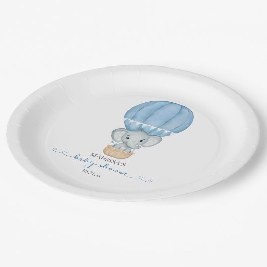 Blue Elephant Baby Boy Douche Papier Bord (Gekanteld)