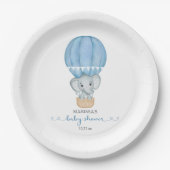 Blue Elephant Baby Boy Douche Papier Bord (Voorkant)