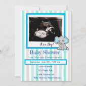 Blue Elephant Baby Boy Echografie Baby shower Kaart (Voorkant)