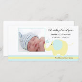 Blue Elephant Baby Boy Geboorteaankondiging Aankondiging (Voorkant / Achterkant)