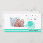 Blue Elephant Baby Boy Geboorteaankondiging Aankondiging (Voorkant)