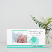 Blue Elephant Baby Boy Geboorteaankondiging Aankondiging (Staand voorkant)