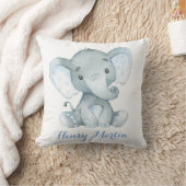 Blue Elephant Baby Boy Nursery Cushion Pillow Kussen (Deken)