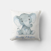 Blue Elephant Baby Boy Nursery Cushion Pillow Kussen (Voorkant)